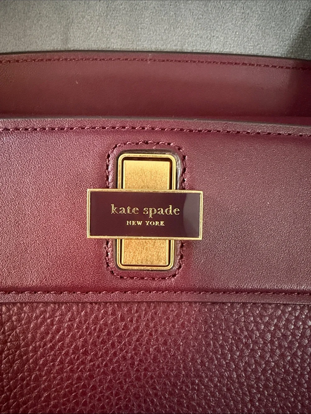 Kate Spade Leather Tote in Burgundy with Gold hardware